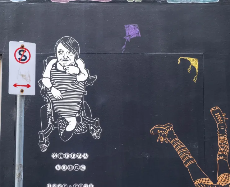 Mural depicting person in a wheelchair